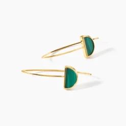 Boucles D'oreilles Pendantes Florica Or Jaune Malachite