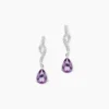 Boucles D'oreilles Pendantes Assaf Or Blanc Amethyste Et Oxyde