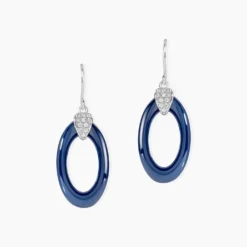 Boucles D'oreilles Pendantes Peer Argent Blanc Oxyde De Zirconium