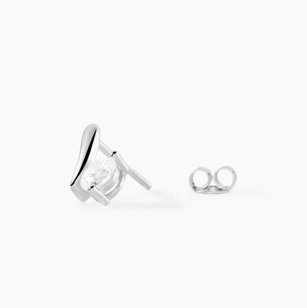 Boucles D'oreilles Pendantes April Argent Blanc Oxyde De Zirconium