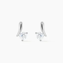 Boucles D'oreilles Pendantes April Argent Blanc Oxyde De Zirconium