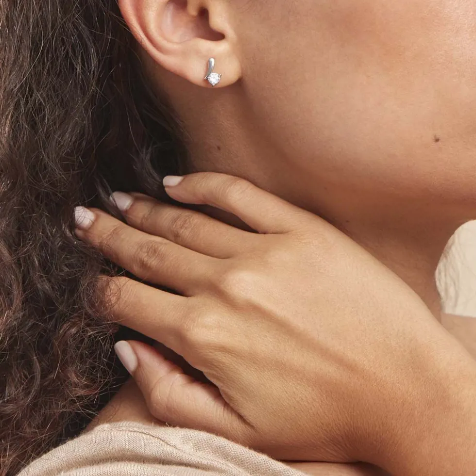 Boucles D'oreilles Pendantes April Argent Blanc Oxyde De Zirconium