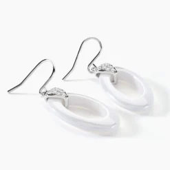 Boucles D'oreilles Pendantes Peer Argent Blanc Oxyde De Zirconium