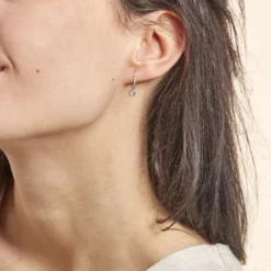 Boucles D'oreilles Pendantes Adib Or Blanc Oxyde De Zirconium