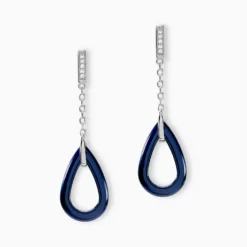 Boucles D'oreilles Pendantes Peer Argent Blanc Oxyde De Zirconium