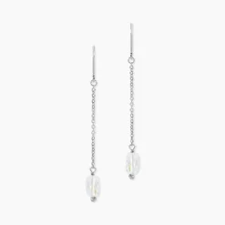 Boucles D'oreilles Pendantes Franz Argent Blanc Cristaux De Swarovski
