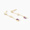Boucles D'Oreilles Pendantes Thurayya Or Jaune Améthyste Oxyde De Zirconium