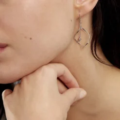 Boucles D'oreilles Pendantes Melaine Argent Blanc