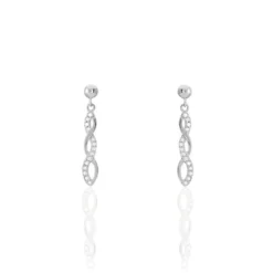 Boucles D'oreilles Pendantes Kessy Argent Blanc Oxyde De Zirconium
