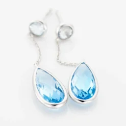 Boucles D'oreilles Pendantes Denis Or Blanc Topaze