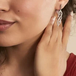 Boucles D'oreilles Pendantes Malika Argent Blanc Oxyde De Zirconium