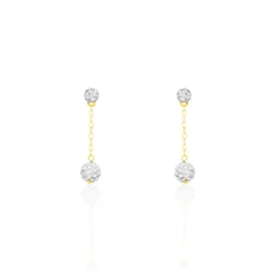 Boucles D'oreilles Pendantes Athena Or Jaune Strass