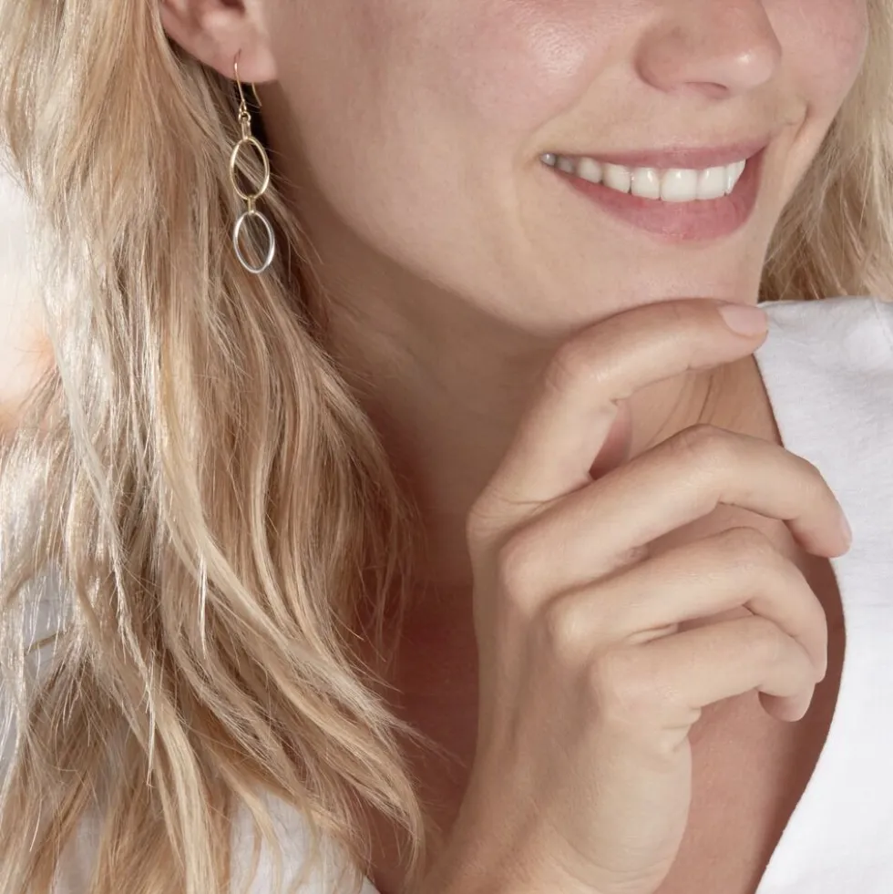 Boucles D'oreilles Pendantes Lucia Or Bicolore