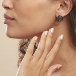 Boucles D'oreilles Pendantes Bertillianne Argent Céramique Et Oxyde