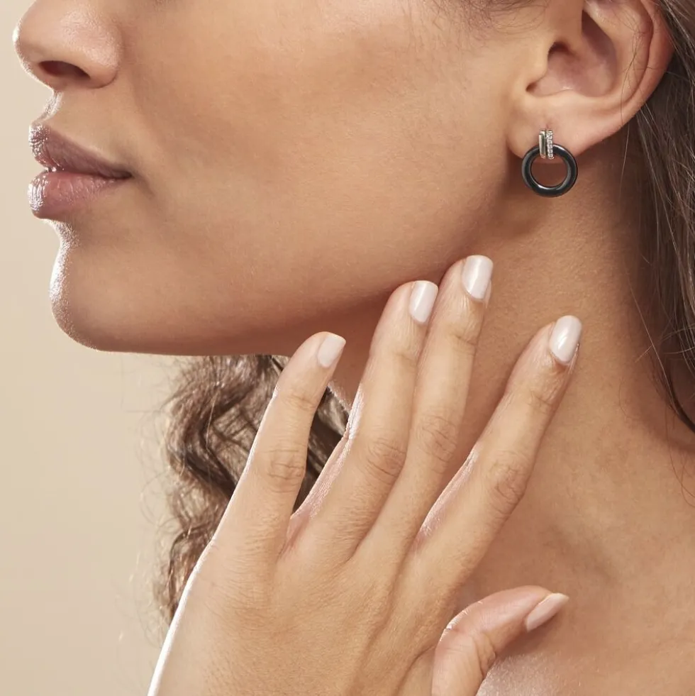 Boucles D'oreilles Pendantes Bertillianne Argent Céramique Et Oxyde