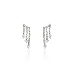 Boucles D'oreilles Pendantes Isalis Argent Blanc Oxyde De Zirconium