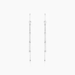 Boucles D'oreilles Pendantes Laïa Argent Blanc