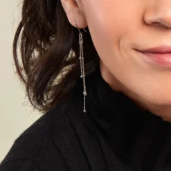 Boucles D'oreilles Pendantes Laïa Argent Blanc