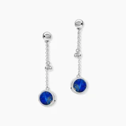 Boucles D'oreilles Pendantes Franzine Argent Blanc Lapis Lazulis