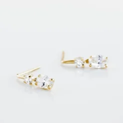 Boucles D'oreilles Pendantes Gulbeyaz Or Jaune Oxyde De Zirconium