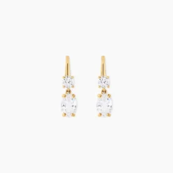 Boucles D'oreilles Pendantes Gulbeyaz Or Jaune Oxyde De Zirconium