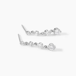 Boucles D'oreilles Pendantes Odyssee Argent Blanc Oxyde De Zirconium