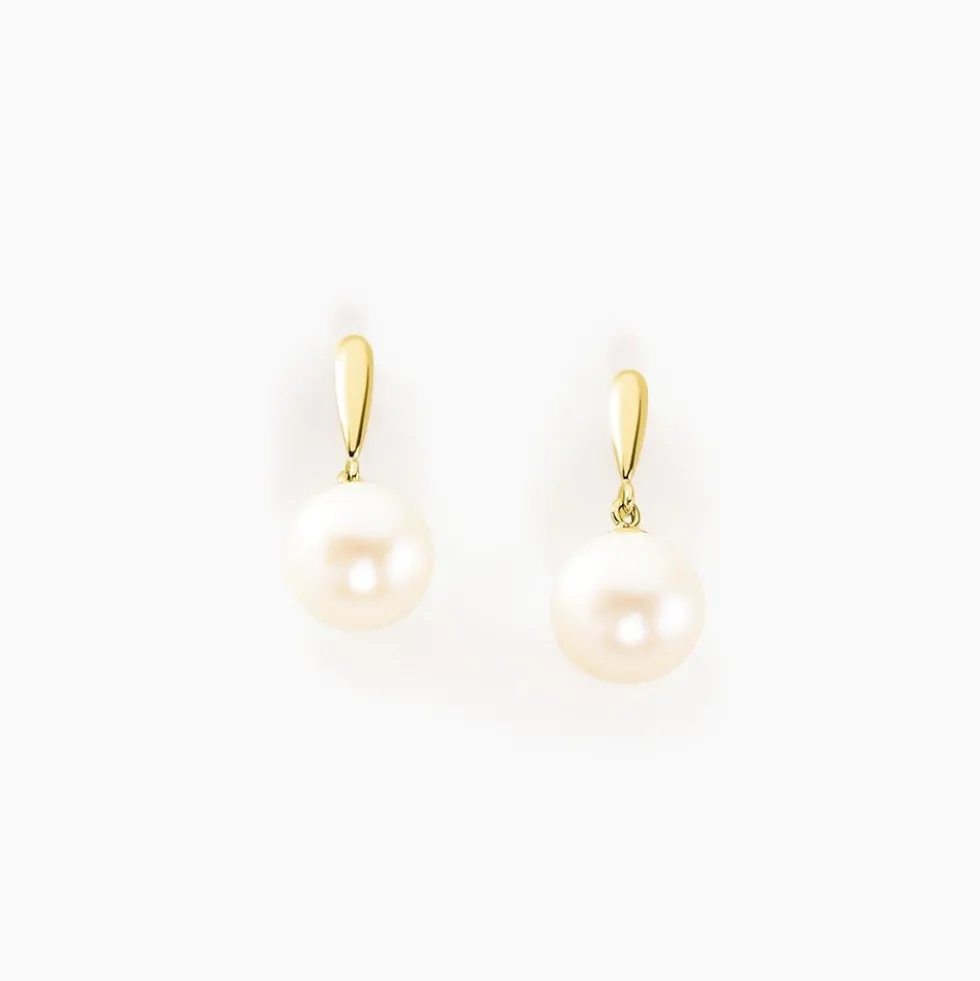 Boucles D'oreilles Pendantes Sibylle Or Jaune Perle De Culture