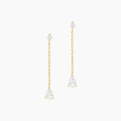 Boucles D'oreilles Pendantes Regane Or Jaune Oxyde De Zirconium