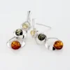 Boucles D'oreilles Pendantes Agneta Argent Blanc Ambre
