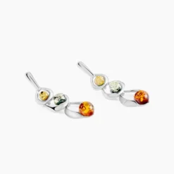 Boucles D'oreilles Pendantes Agneta Argent Blanc Ambre