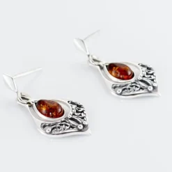 Boucles D'oreilles Pendantes Doralyn Argent Blanc Ambre