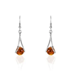Boucles D'oreilles Pendantes Argent Blanc Simona Ambre