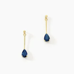 Boucles D'oreilles Pendantes Pluie D'Eclat Or Jaune Saphir