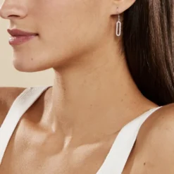 Boucles D'oreilles Pendantes Isabel Argent Blanc Oxyde De Zirconium