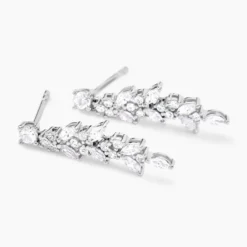 Boucles D'oreilles Pendantes Argent Blanc Precieux Flocon Oxyde
