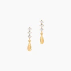 Boucles D'Oreilles Pendantes Johanie Or Jaune Oxyde De Zirconium