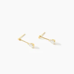 Boucles D'oreilles Pendantes Goutte Or Jaune Oxyde De Zirconium