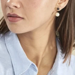 Boucles D'oreilles Pendantes Alyson Argent Blanc Céramique
