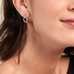 Boucles D'oreilles Pendantes Kimber Argent Blanc Oxyde De Zirconium
