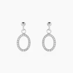 Boucles D'oreilles Pendantes Kimber Argent Blanc Oxyde De Zirconium