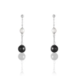 Boucles D'oreilles Pendantes Lucia Cera Argent Blanc Perle De Culture