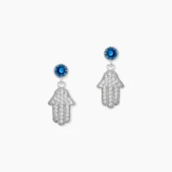 Boucles D'oreilles Pendantes Fidelma Argent Blanc Spinelle Oxyde