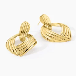 Boucles D'oreilles Pendantes Estefany Acier Inoxydable Doré