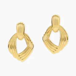 Boucles D'oreilles Pendantes Estefany Acier Inoxydable Doré