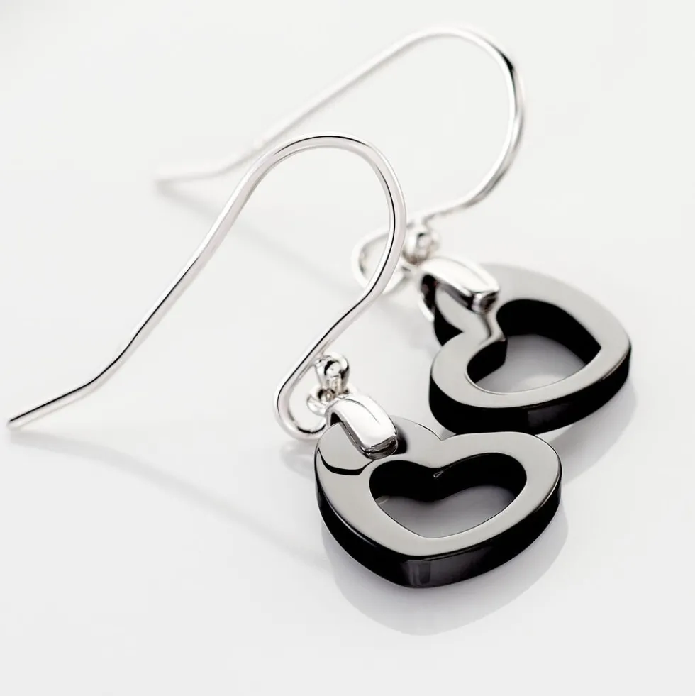 Boucles D'oreilles Pendantes Alena Argent Blanc Céramique Et Oxyde