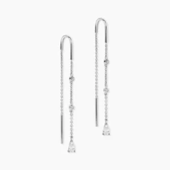 Boucles D'oreilles Pendantes Mascaret Argent Blanc Oxyde De Zirconium