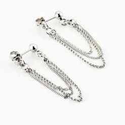 Boucles D'oreilles Pendantes Argent Blanc Novia