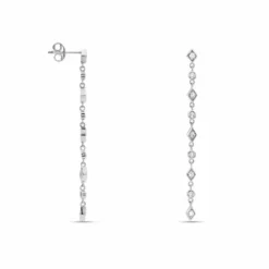 Boucles D'oreilles Pendantes Mascaret Argent Blanc Oxyde De Zirconium