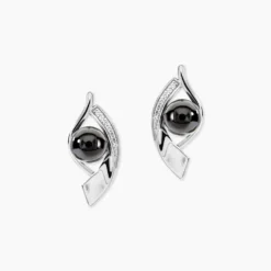 Boucles D'oreilles Pendantes Sharon Argent Blanc Céramique Et Oxyde