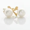 Boucles D'oreilles Pendantes Campanule Or Jaune Perle De Culture